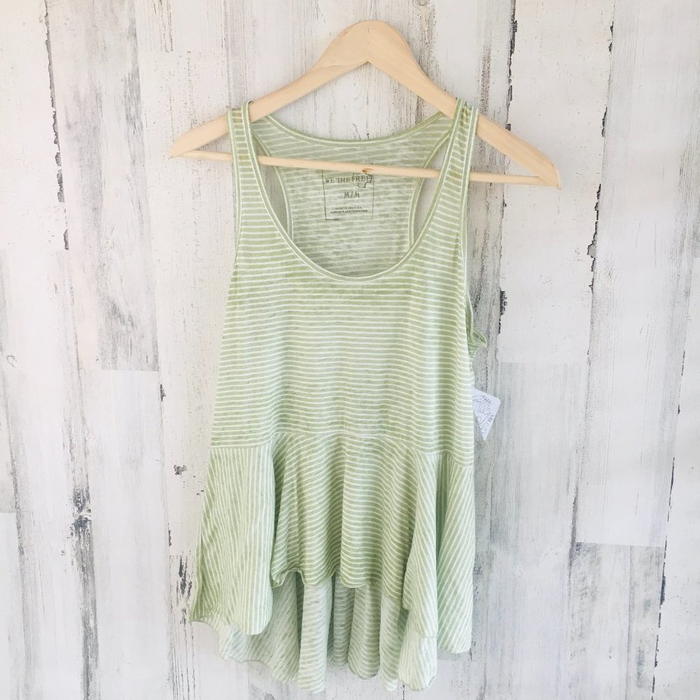 Free People Irma Tank Green Stripe FIRM PRICE 💕